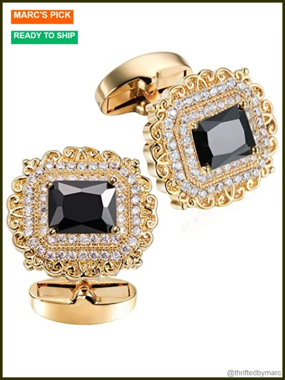Brass Cufflinks with Crystal - Groom Wedding Gift for Men